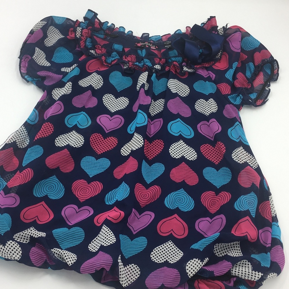 TEMPTED GIRLS  DRESS TOP WITH HEART PRINT